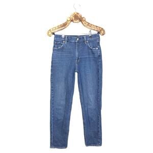 Gap Mom Jeans High Rise Medium Blue Light Distressing Tapered Loose Fit 4 27